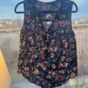 Floral V-Neck Sleeveless Camisole - Black Multi